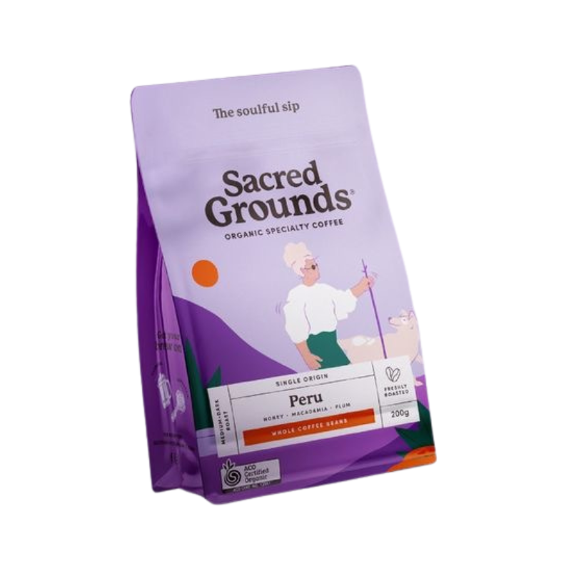 Eco Friendly 100% recyclable pe printed flat bottom coffee bag doypack coffee pouch