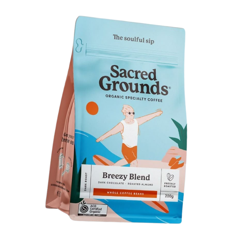 Eco Friendly 100% recyclable pe printed flat bottom coffee bag doypack coffee pouch