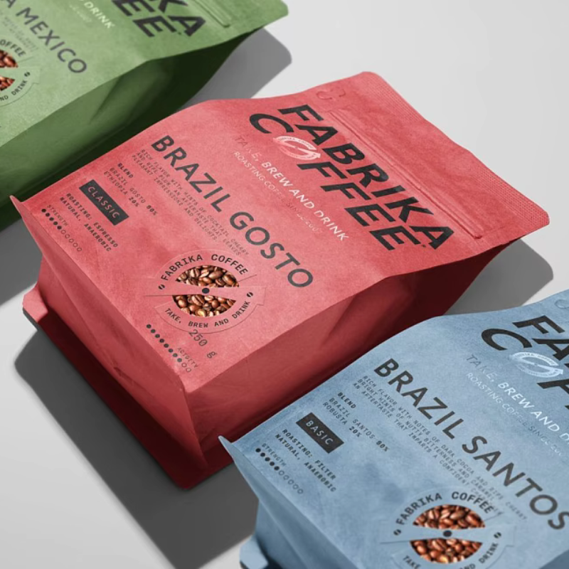  Custom Printed Resealable Hard Zip Lock Candy Coffee Doypack Eight-side Sealed Doypack Coffee Pouch