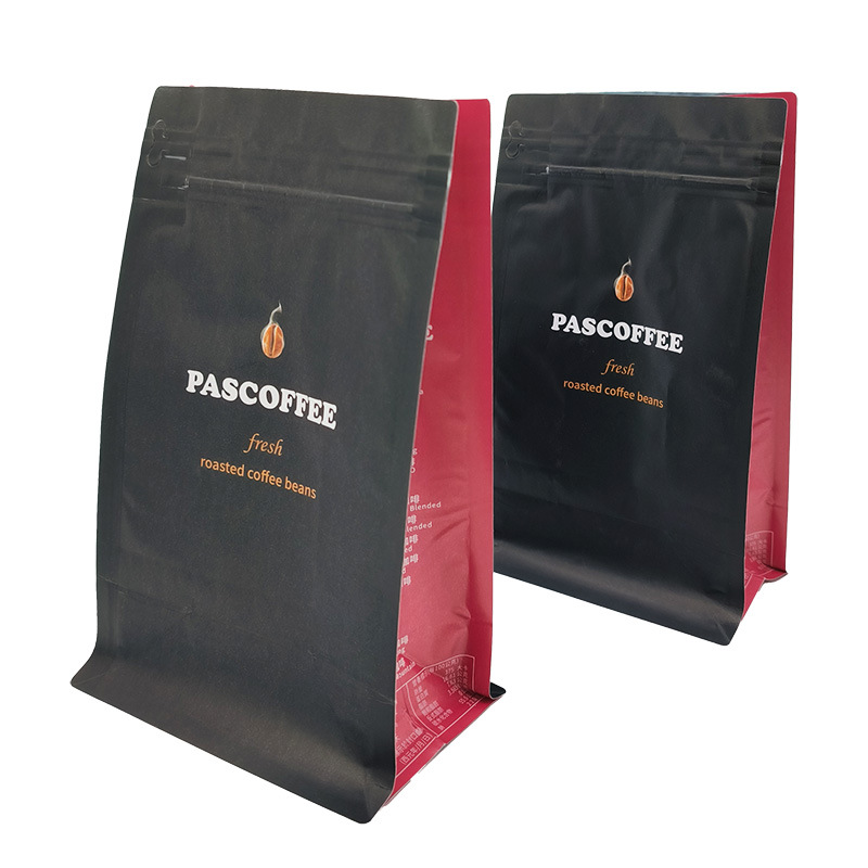 Customized 125g 250g 500g 1KG Packaging Bag Flat Bottom Stand Up Pouch Coffee Packaging