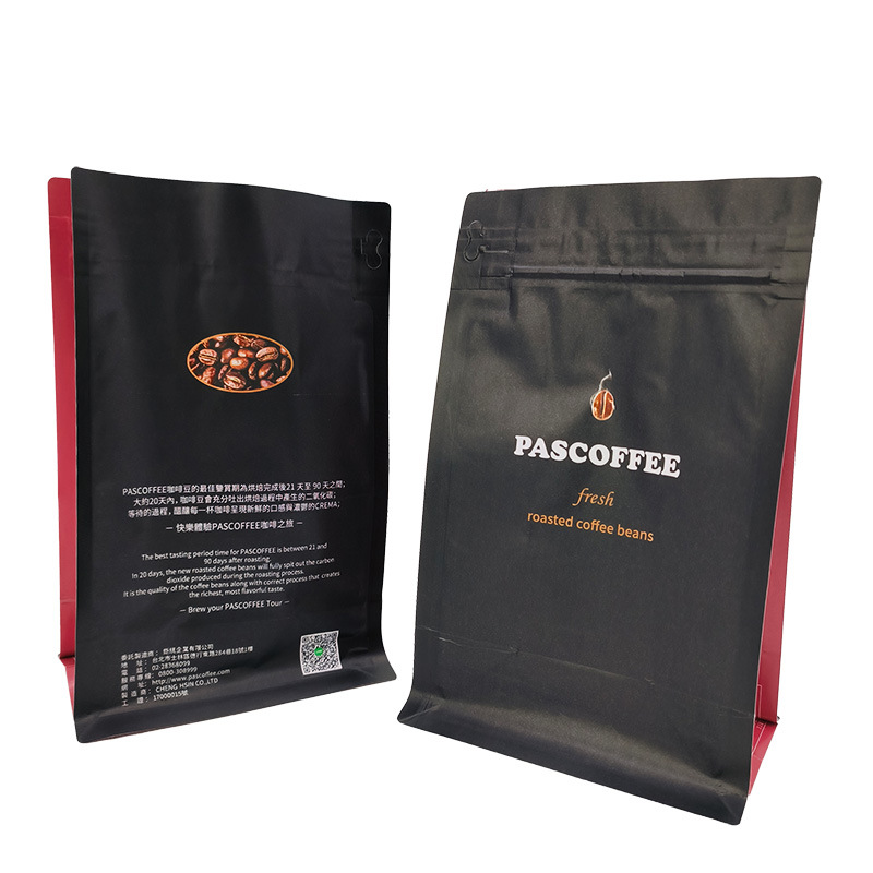 Customized 125g 250g 500g 1KG Packaging Bag Flat Bottom Stand Up Pouch Coffee Packaging