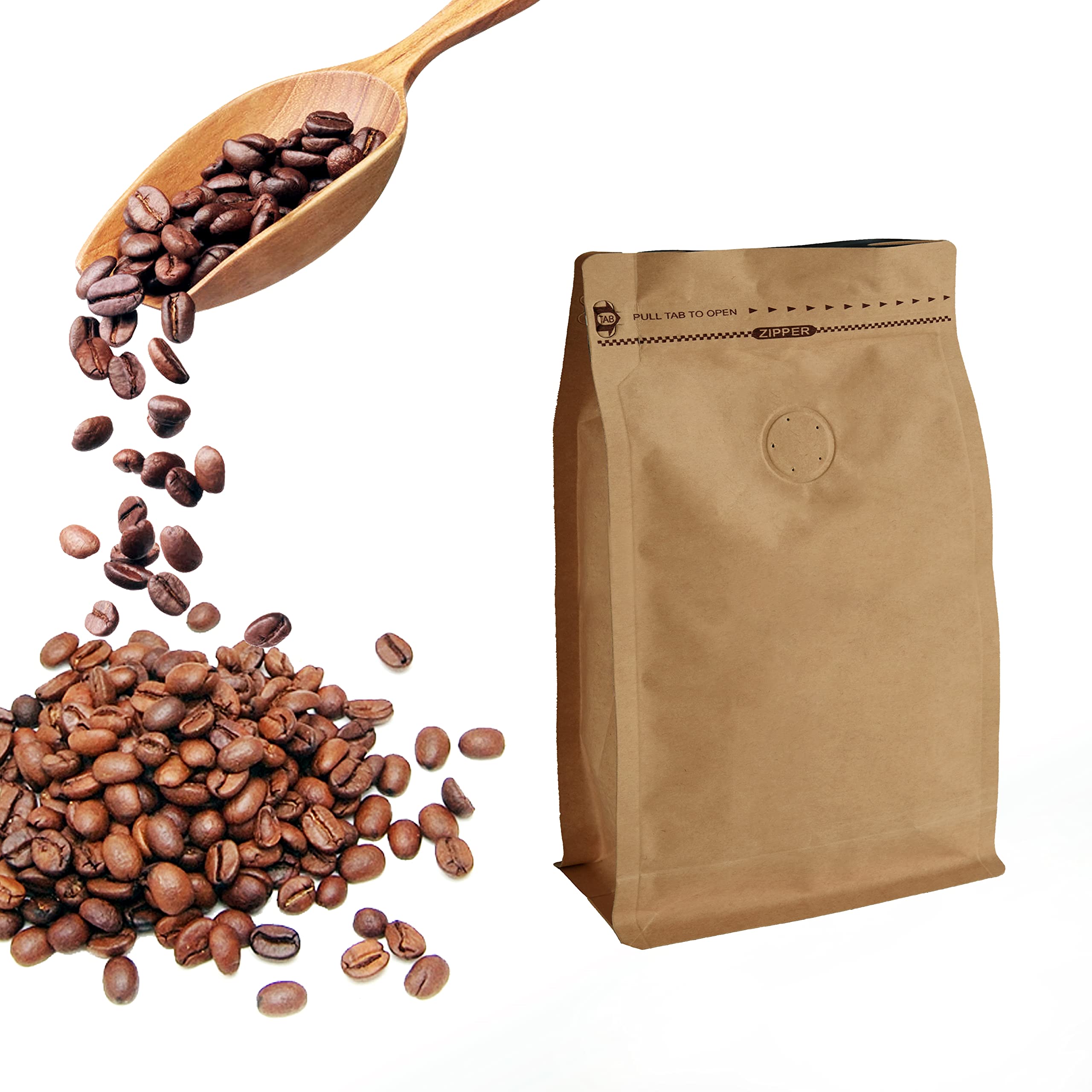 Eco-Friendly 1kg 2lb Flat Box Bottom Side Gusset Doypack Coffee Packaging Bag With Pocket Zipper