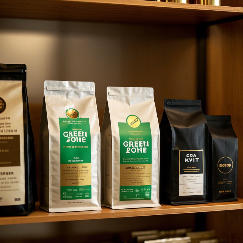 Aluminum Foil Bags Doypack Self Sealing Flat Bottom Hot StampingPrinted Coffee Bags 500g