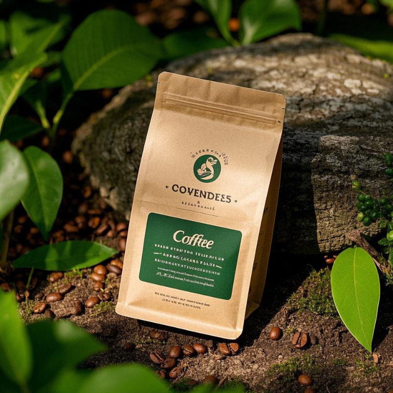 Original Paper Packaging Bag Square Bottom Coffee Beans Packaging With Valve