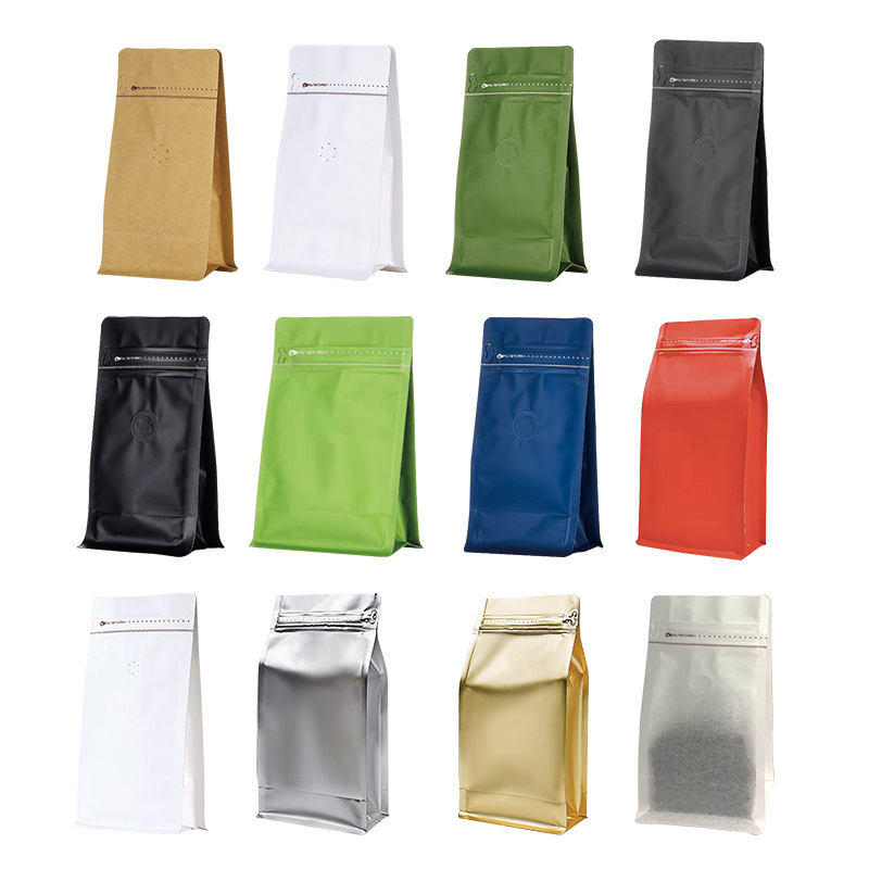 Custom Printed Logo Matt Green Coffee Beans Packaging Aluminum Foil Coffee Pouch With Air Valve