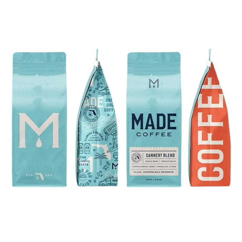 Factory Supply Moistureproof Empty 8 Side Sealing Doypack Coffee Beans Packing Zip Lock 