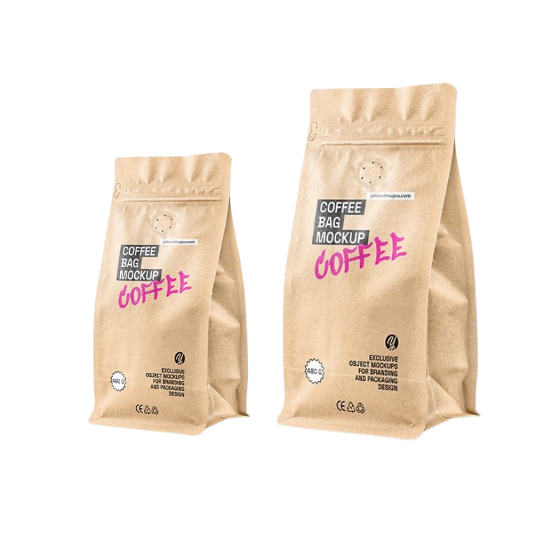 Factory Supply Moistureproof Empty 8 Side Sealing Doypack Coffee Beans Packing Zip Lock 
