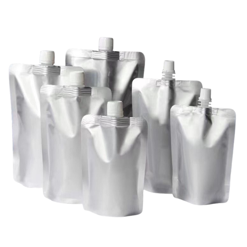 Custom Logo Pure Aluminum Stand Up Spout Pouch For Beer Juice Drink Liquid Storage 
