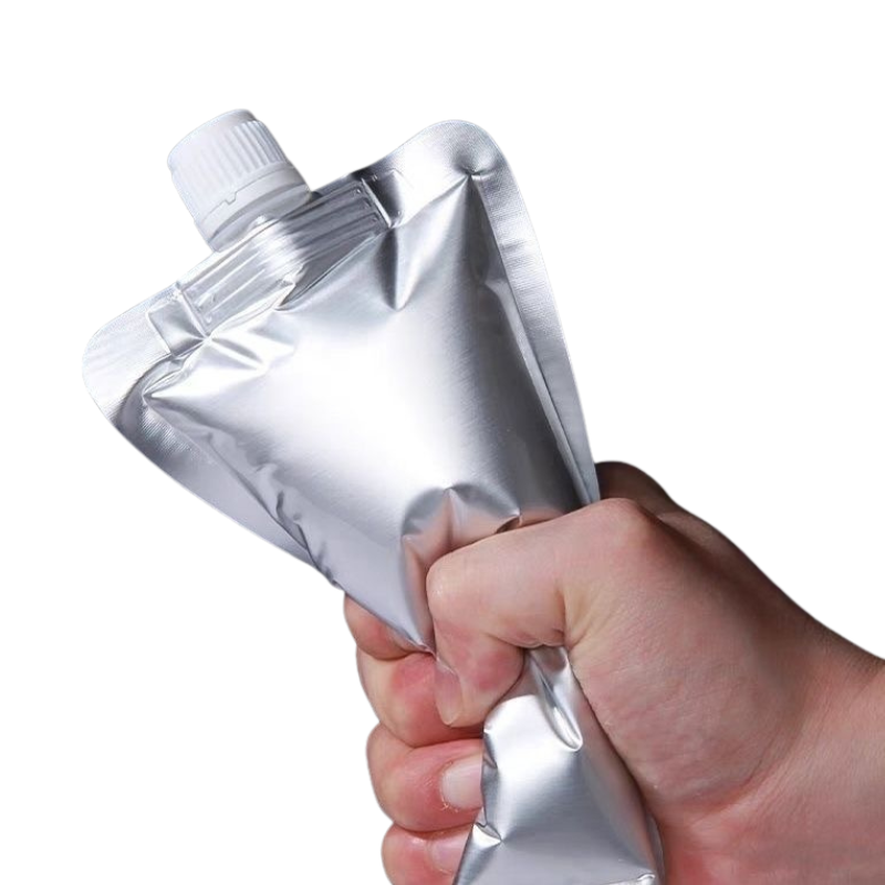 Custom Logo Pure Aluminum Stand Up Spout Pouch For Beer Juice Drink Liquid Storage 