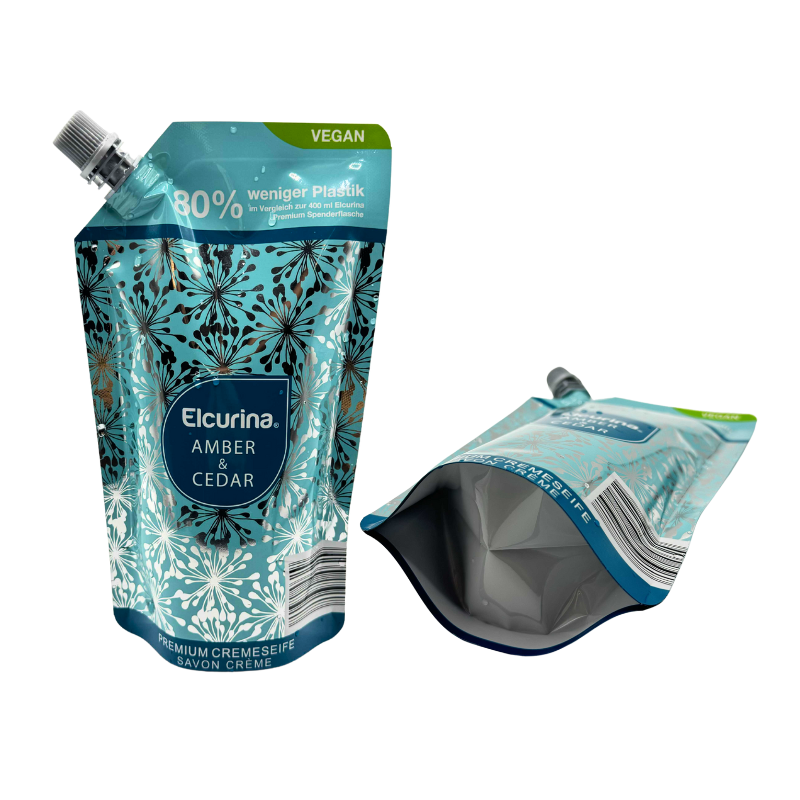 Reusable Logo Personalized Brand Dishwashing Liquid Spout Stand Up Package Bag