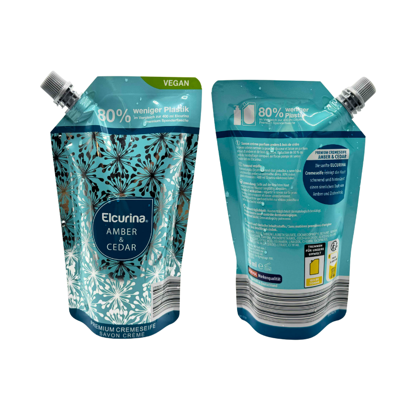 Reusable Logo Personalized Brand Dishwashing Liquid Spout Stand Up Package Bag