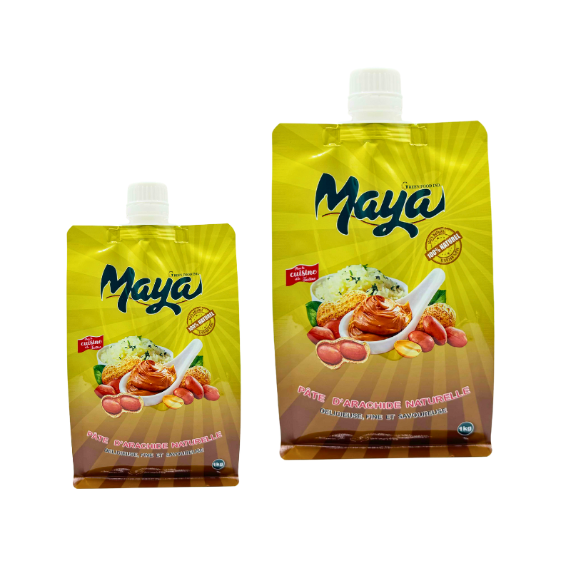 Custom Printing Flat Bottom Fruit Juice Packaging Spout Pouch Bags