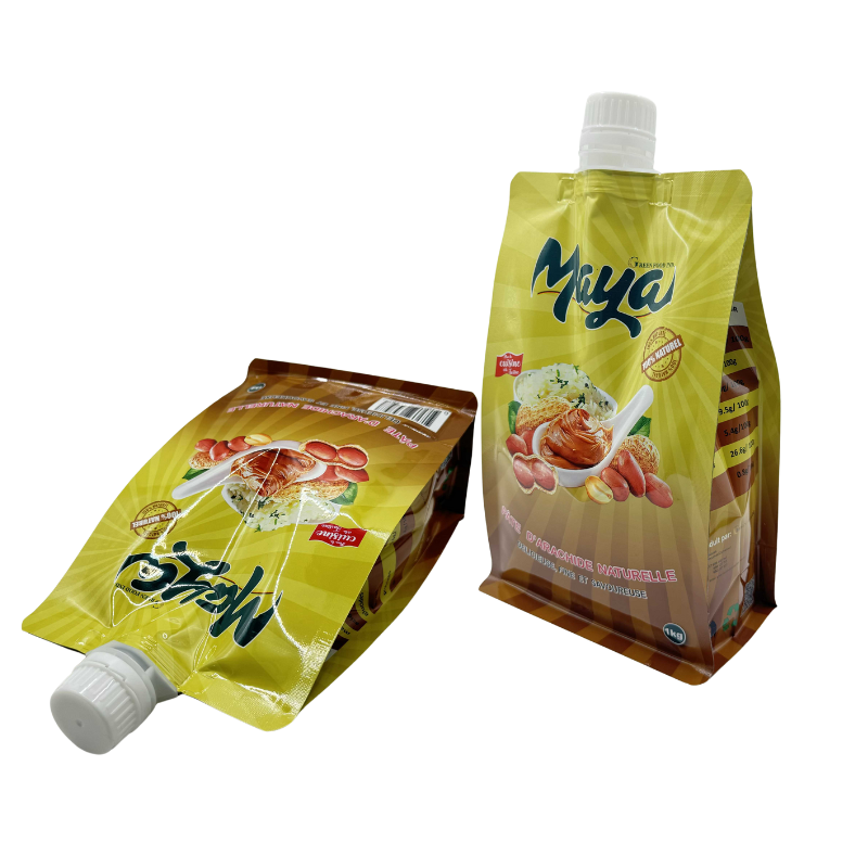 Custom Printing Flat Bottom Fruit Juice Packaging Spout Pouch Bags
