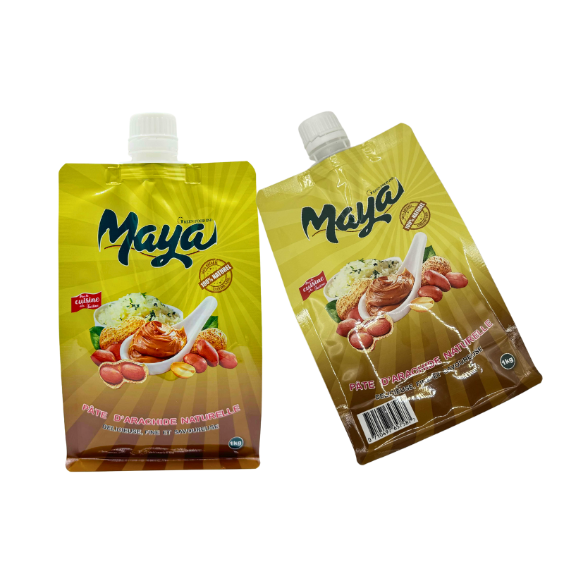 Custom Printing Flat Bottom Fruit Juice Packaging Spout Pouch Bags