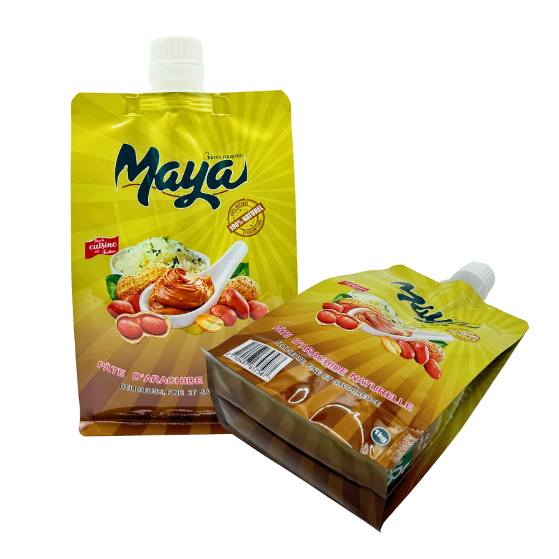 Custom Printing Flat Bottom Fruit Juice Packaging Spout Pouch Bags