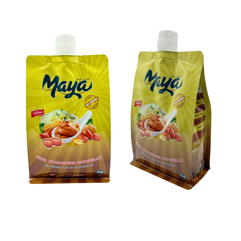 Custom Printing Flat Bottom Fruit Juice Packaging Spout Pouch Bags