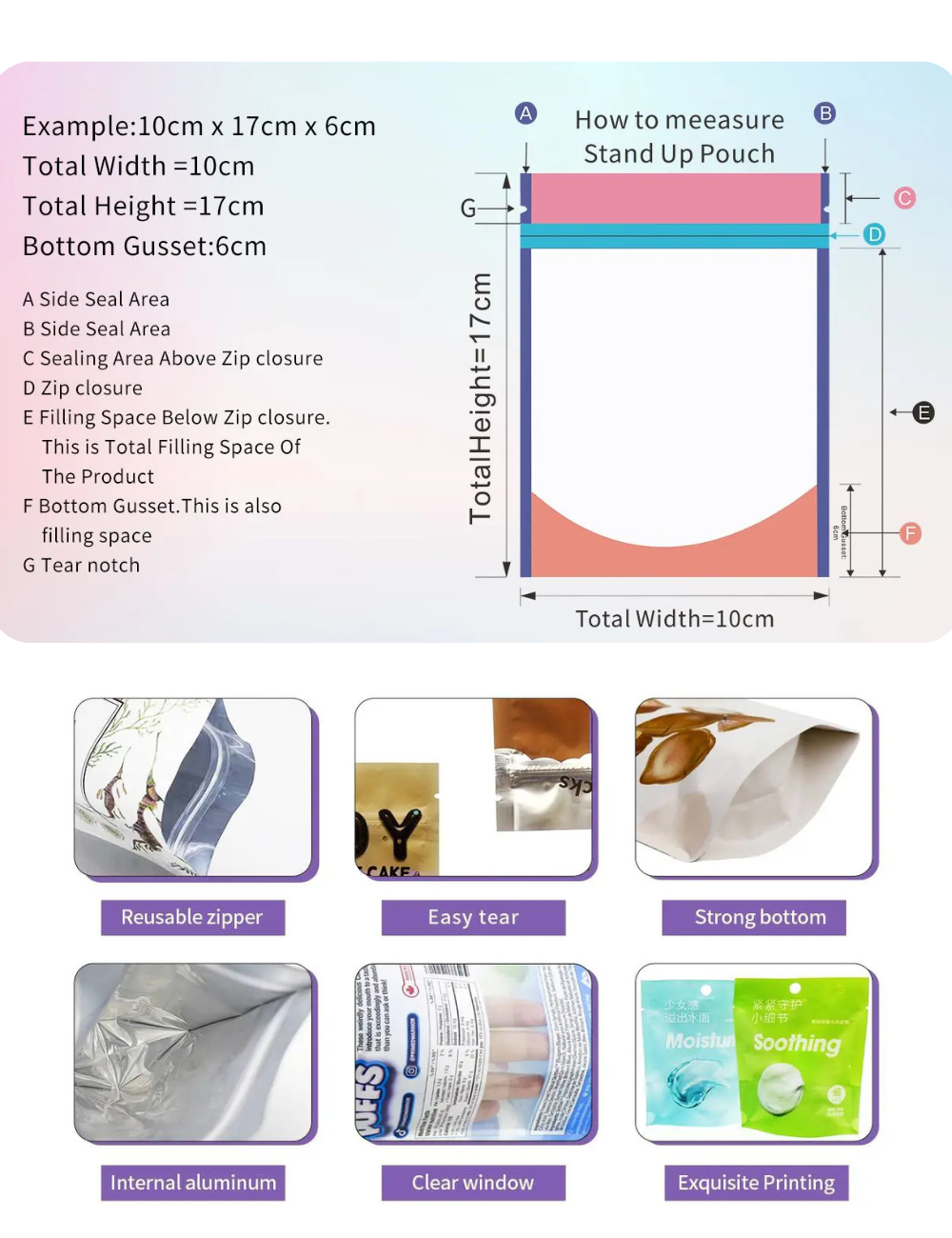 In Stock Blank Zipper Paper Packaging Bag Various Size Kraft Paper Stand up Pouch for Food